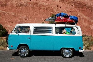 Volkswagen Bus T 2 als Camping-Fahrzeug in Utah, USA
